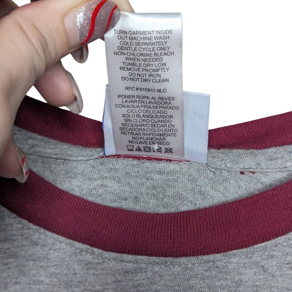 Indiana Hoosiers NCAA T-shirt Large Gray Red Raglan Striped Long Sleeve Graphic - Picture 9 of 9